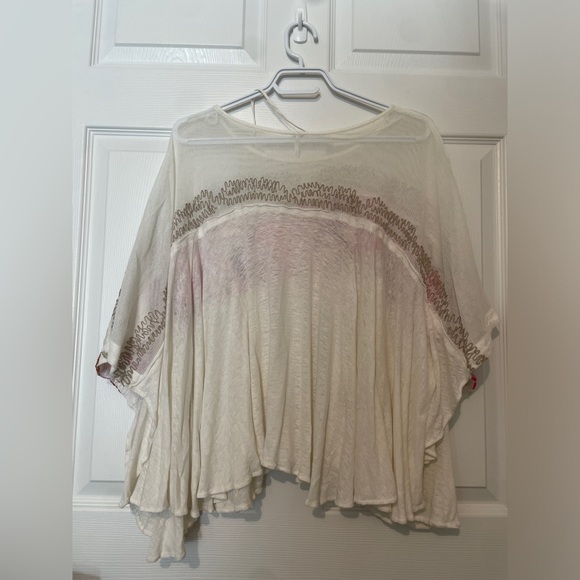 Free People Love Letter Linen Blend Embroidered T-shirt, - Picture 7 of 7